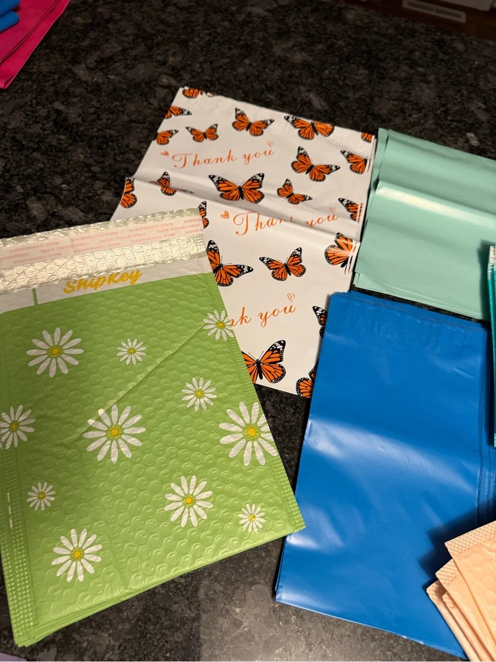 Bundle of 55 Poly Mailer & Bubble Pouch Shipping Supplies Assorted Size & Design